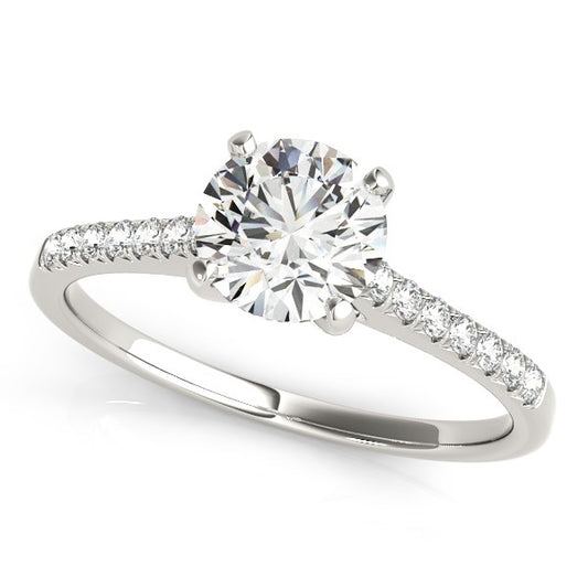 14k White Gold Single Row Scalloped Set Diamond Engagement Ring (1 1/8 cttw) - The Best Accessory