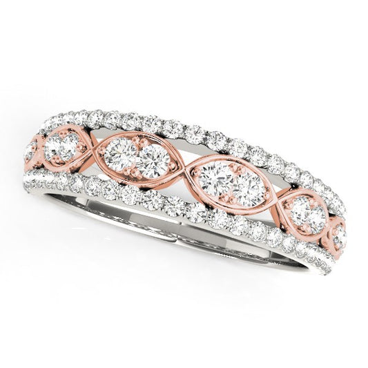14k White And Rose Gold Doulbe Diamond Infinity Design Band (3/8 cttw) - The Best Accessory