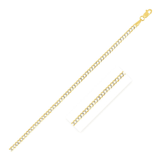 14k Two Tone Gold Pave Curb Chain (2.60 mm) - The Best Accessory