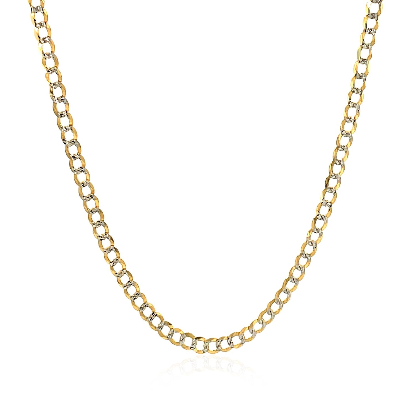 14k Two Tone Gold Pave Curb Chain (2.60 mm) - The Best Accessory