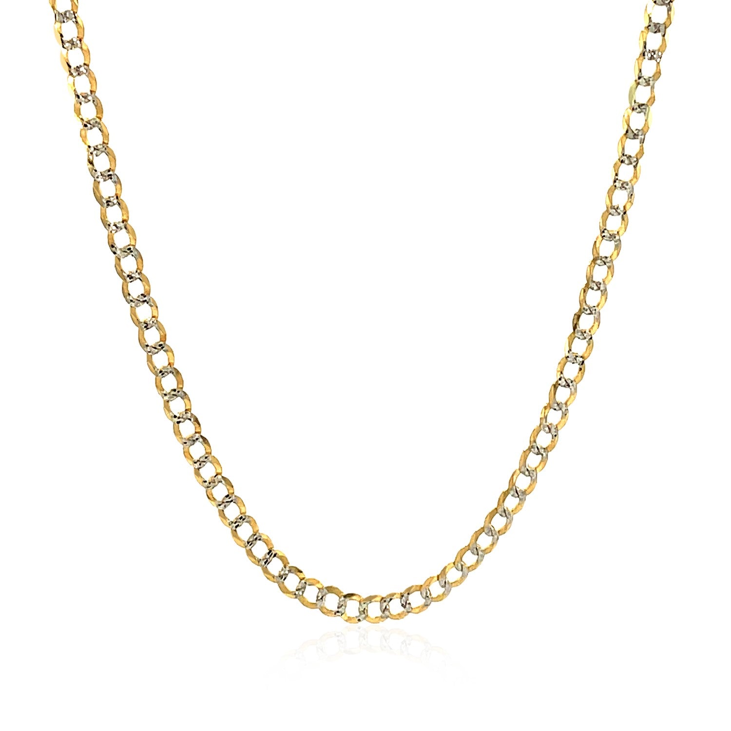 14k Two Tone Gold Pave Curb Chain (2.60 mm) - The Best Accessory