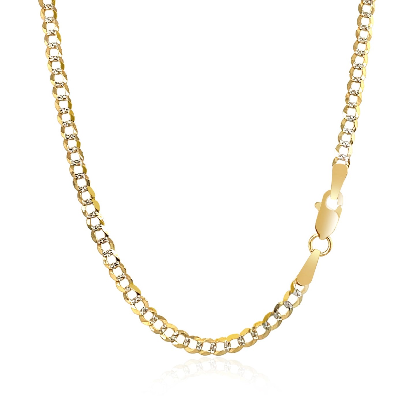 14k Two Tone Gold Pave Curb Chain (2.60 mm) - The Best Accessory