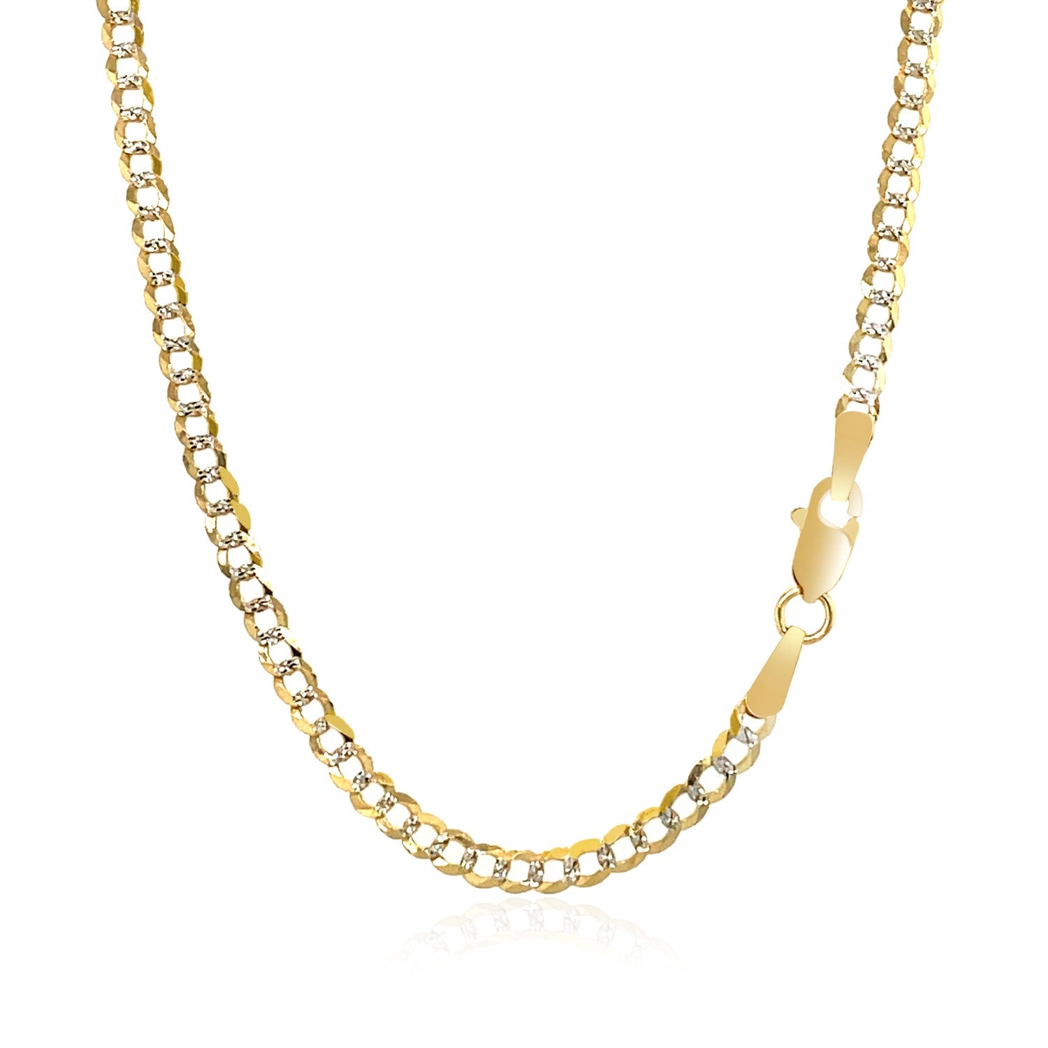 14k Two Tone Gold Pave Curb Chain (2.60 mm) - The Best Accessory