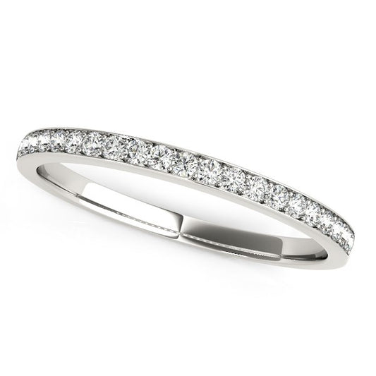 14k White Gold Prong Setting Round Diamond Wedding Band (1/5 cttw) - The Best Accessory