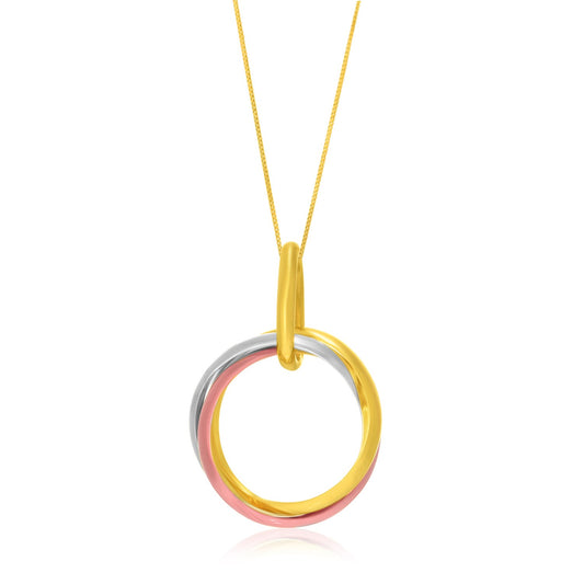14k Tri-Color Gold Open Interlaced Ring Pendant - The Best Accessory
