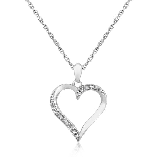 Sterling Silver Twisted Open Heart Diamond Accented Pendant (.04 cttw) - The Best Accessory
