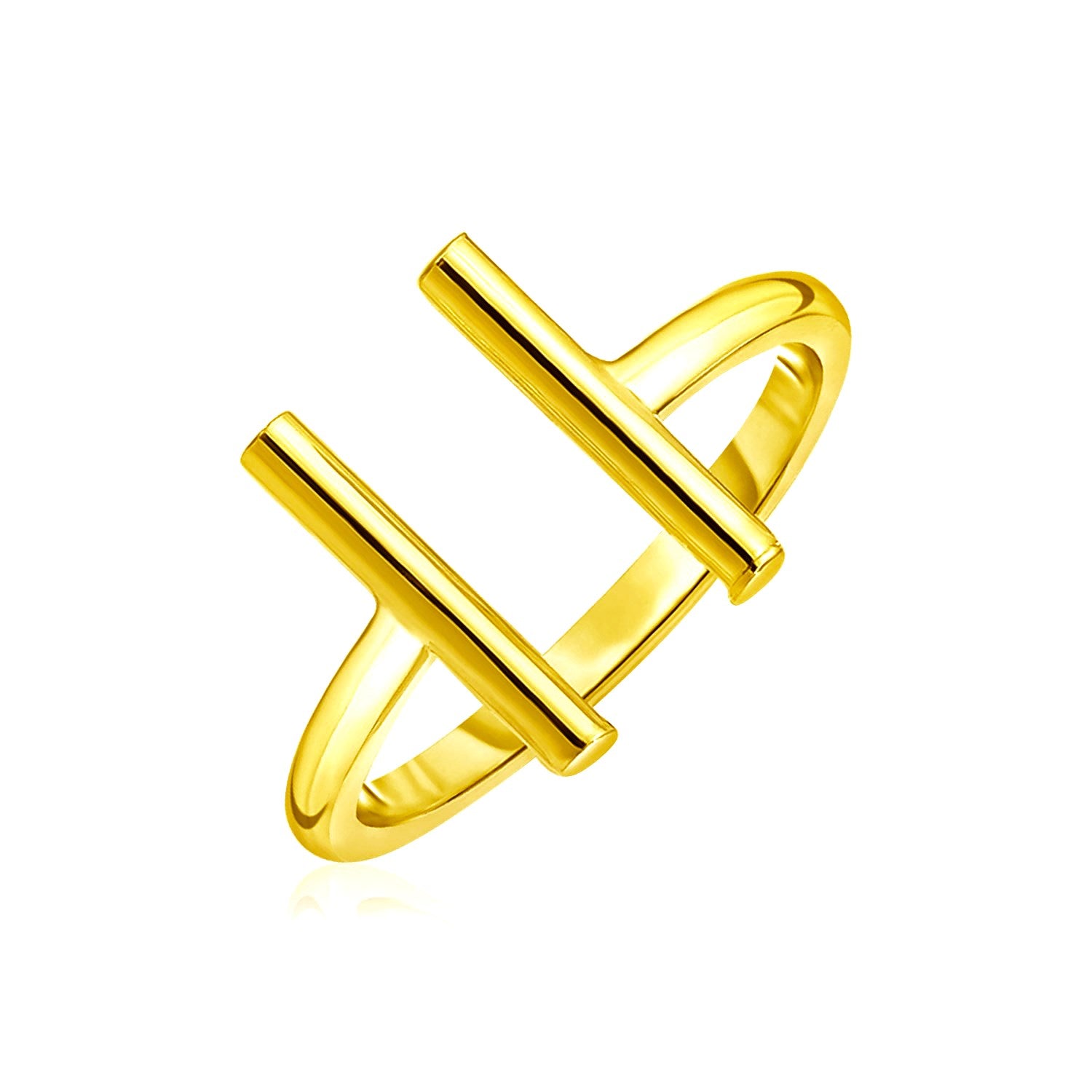 14k Yellow Gold Open Ring with Bars - The Best Accessory