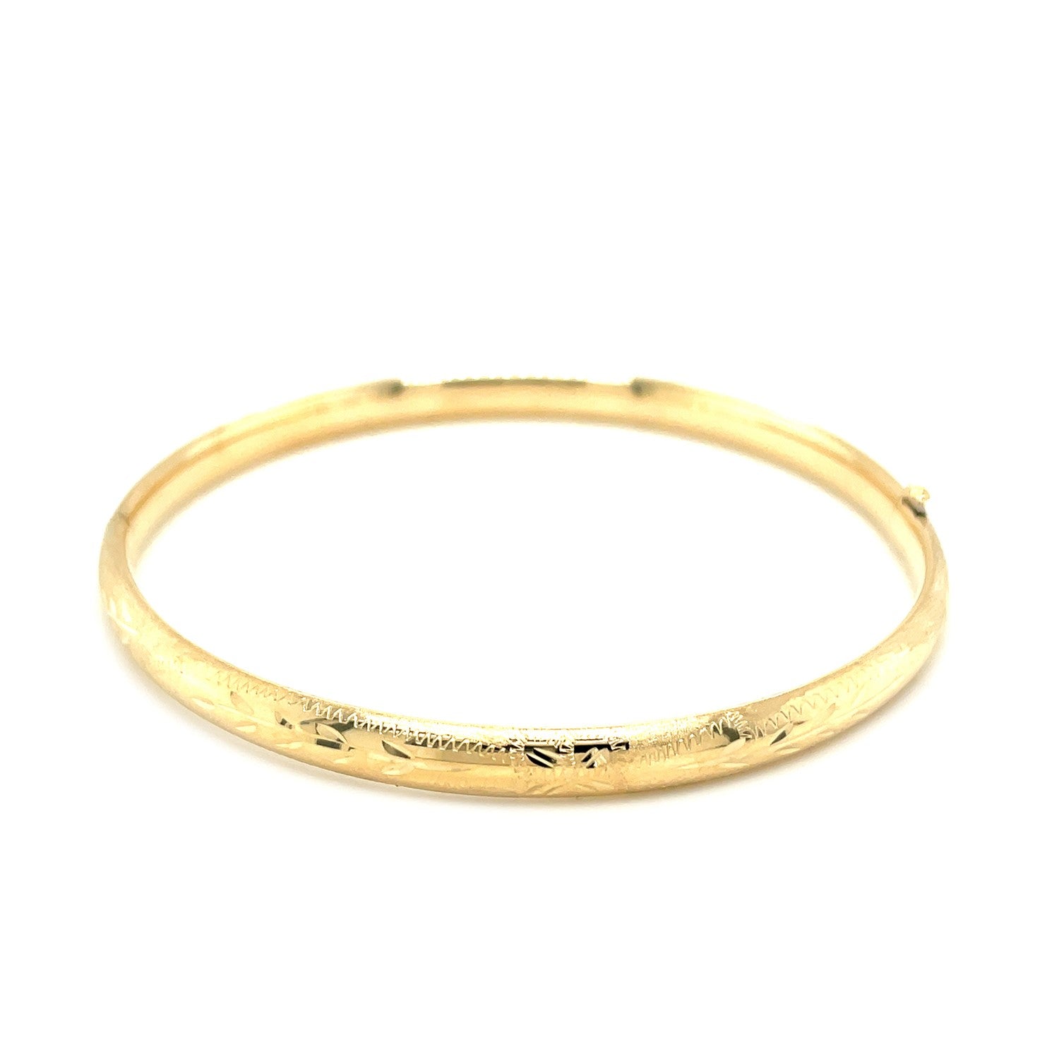 10k Yellow Gold Botanical Pattern Florentine Bangle (5.00 mm) - The Best Accessory