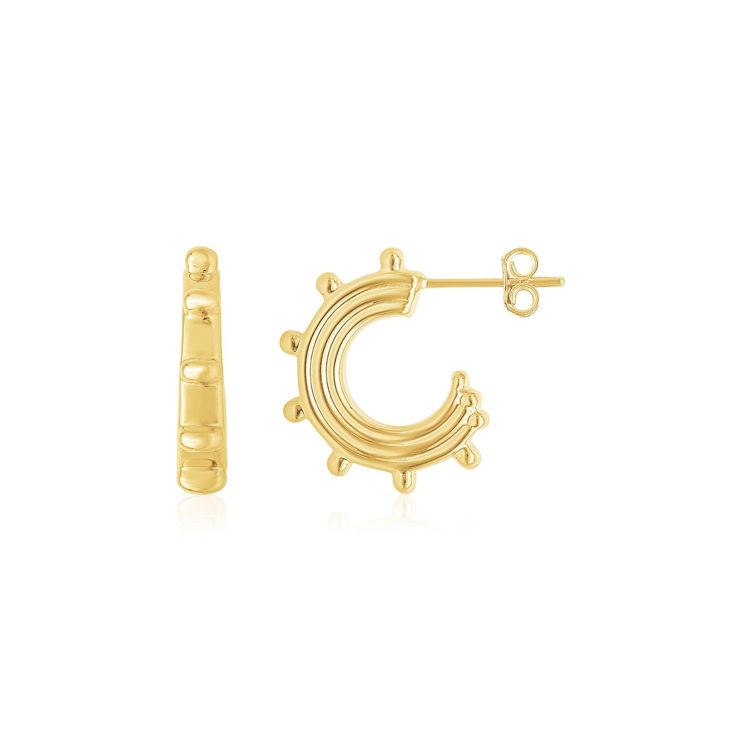 14K Yellow Gold Beaded Station Half Hoops - The Best Accessory