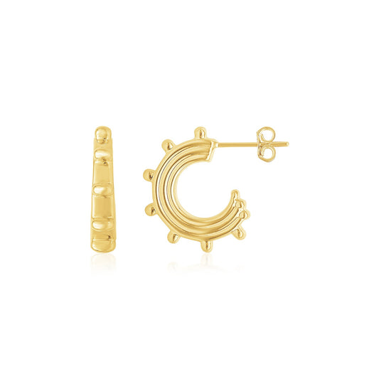14K Yellow Gold Beaded Station Half Hoops - The Best Accessory