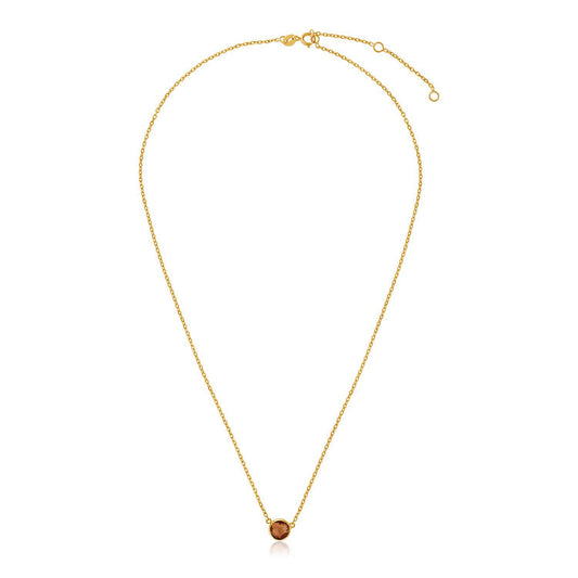 14k Yellow Gold 17 inch Necklace with Round Citrine - The Best Accessory
