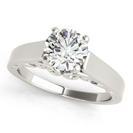 14k White Gold Antique Style Solitaire Round Diamond Engagement Ring (1 cttw) - The Best Accessory