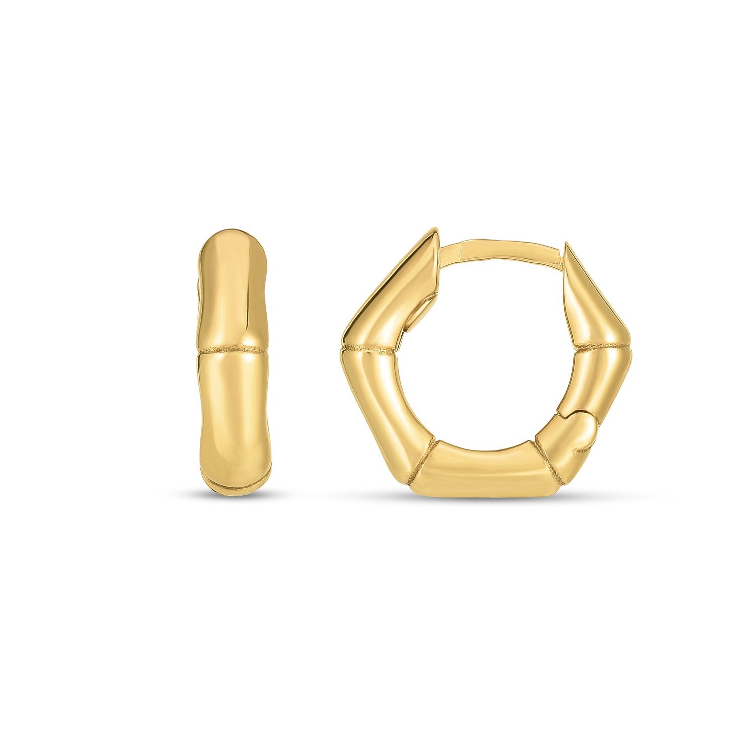 14k Yellow Gold Bamboo Huggie Hoops - The Best Accessory