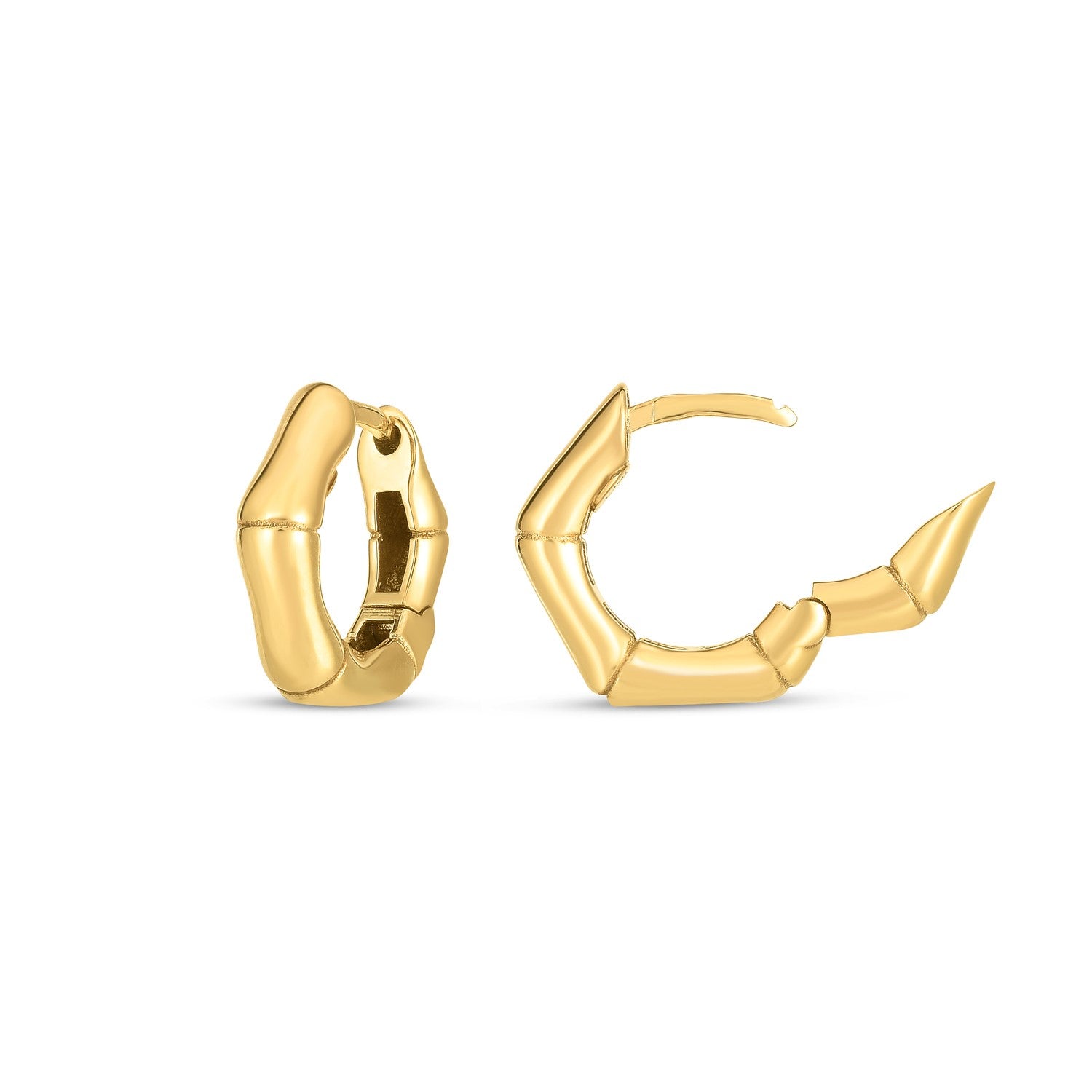 14k Yellow Gold Bamboo Huggie Hoops - The Best Accessory