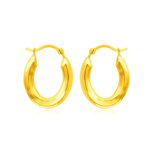14k Yellow Gold Polished Oval Hoop Earrings - The Best Accessory