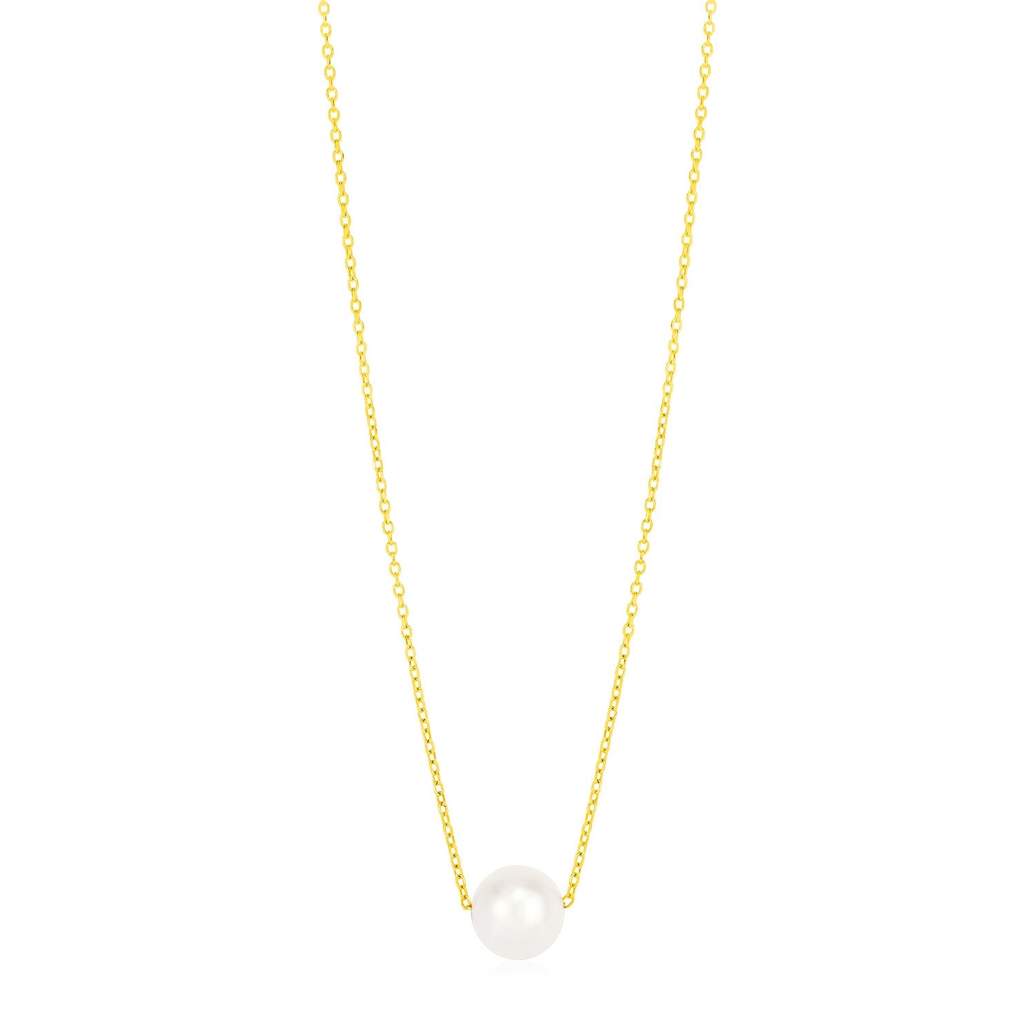 14k Yellow Gold 7mm Pearl Solitaire Necklace - The Best Accessory