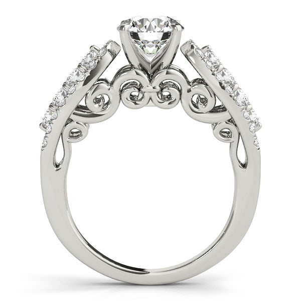 14k White Gold Multirow Shank Round Diamond Engagement Ring (1 1/2 cttw) - The Best Accessory
