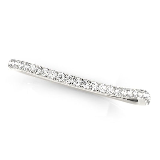14k White Gold Slim Curved Diamond Wedding Ring (1/10 cttw) - The Best Accessory