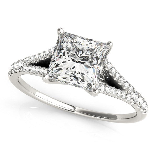 14k White Gold Princess Cut Split Shank Diamond Engagement Ring (1 1/8 cttw) - The Best Accessory