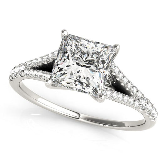 14k White Gold Princess Cut Split Shank Diamond Engagement Ring (1 1/8 cttw) - The Best Accessory