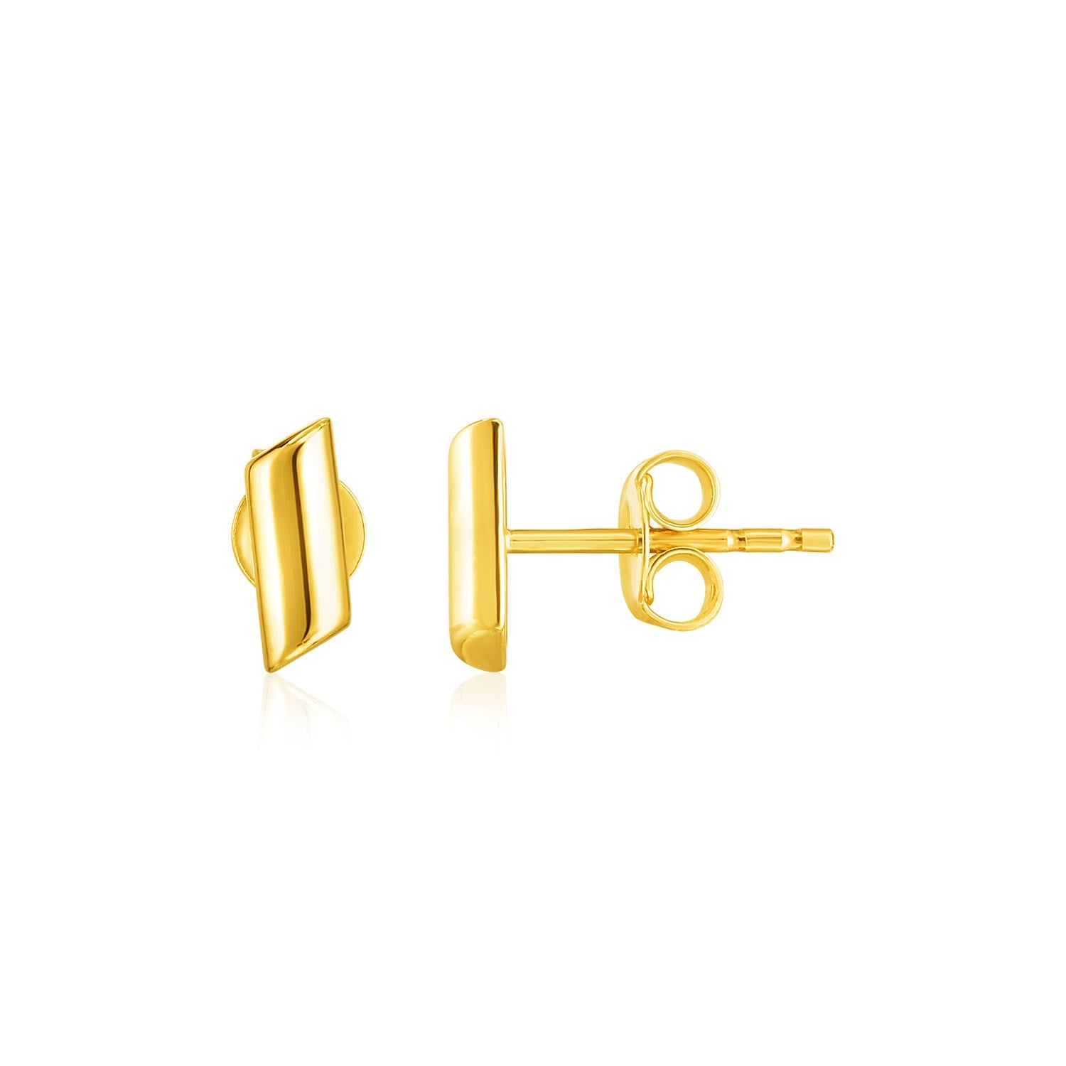 14k Yellow Gold Polished Rectangular Post Earrings - The Best Accessory