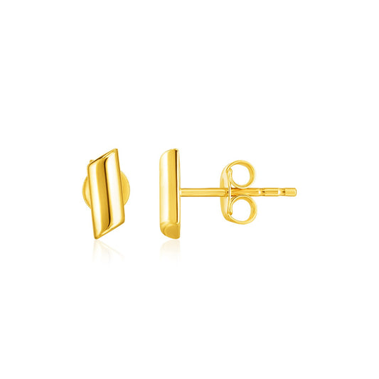14k Yellow Gold Polished Rectangular Post Earrings - The Best Accessory