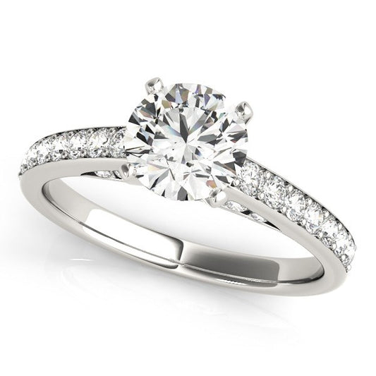 14k White Gold Single Row Prong Set Diamond Engagement Ring (1 3/8 cttw) - The Best Accessory
