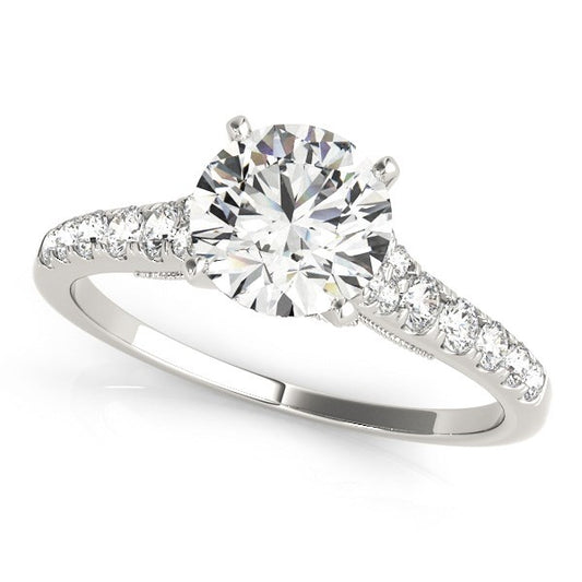 14k White Gold Diamond Engagement Ring With Single Row Band (1 3/4 cttw) - The Best Accessory