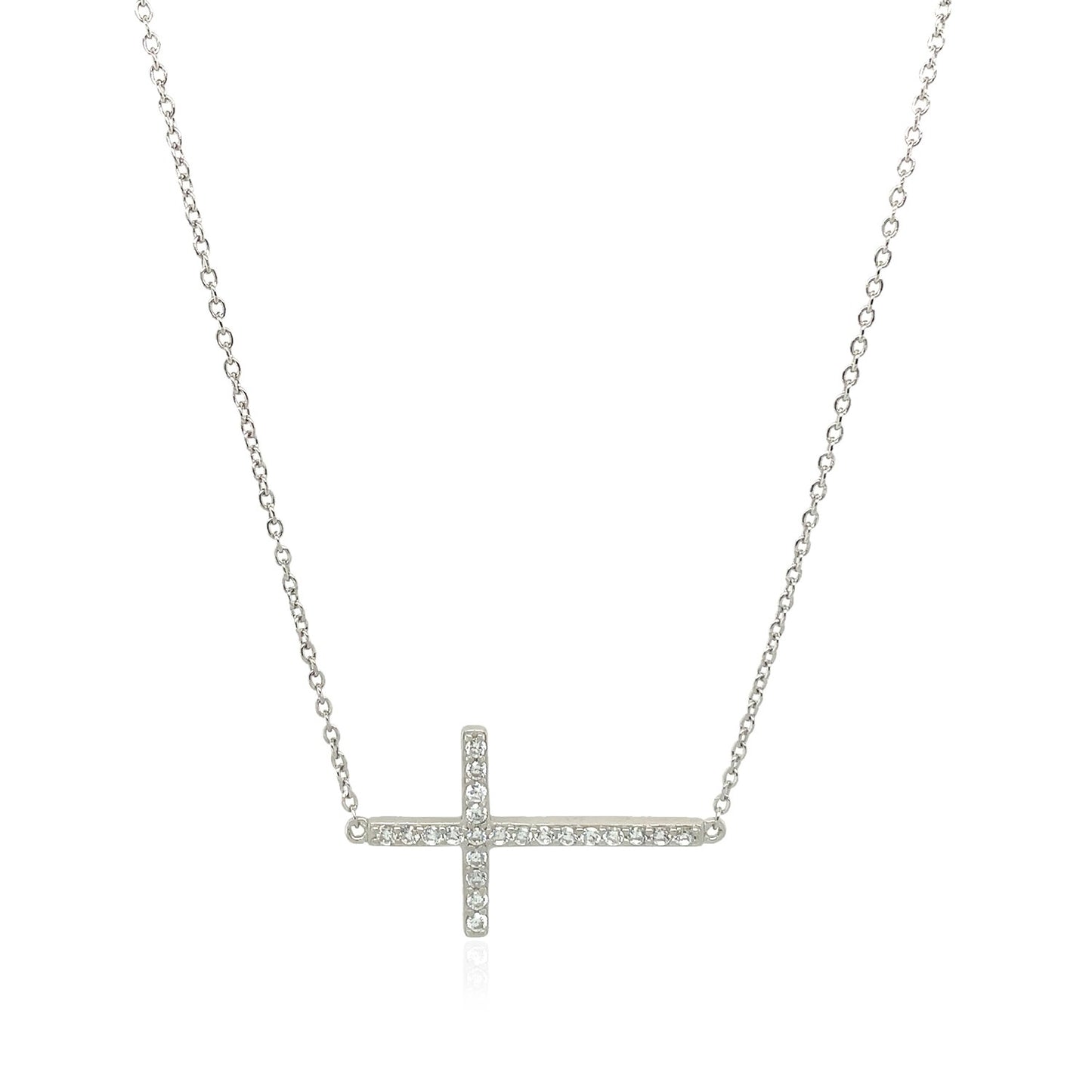 Sterling Silver Cross Bracelet with Cubic Zirconias - The Best Accessory