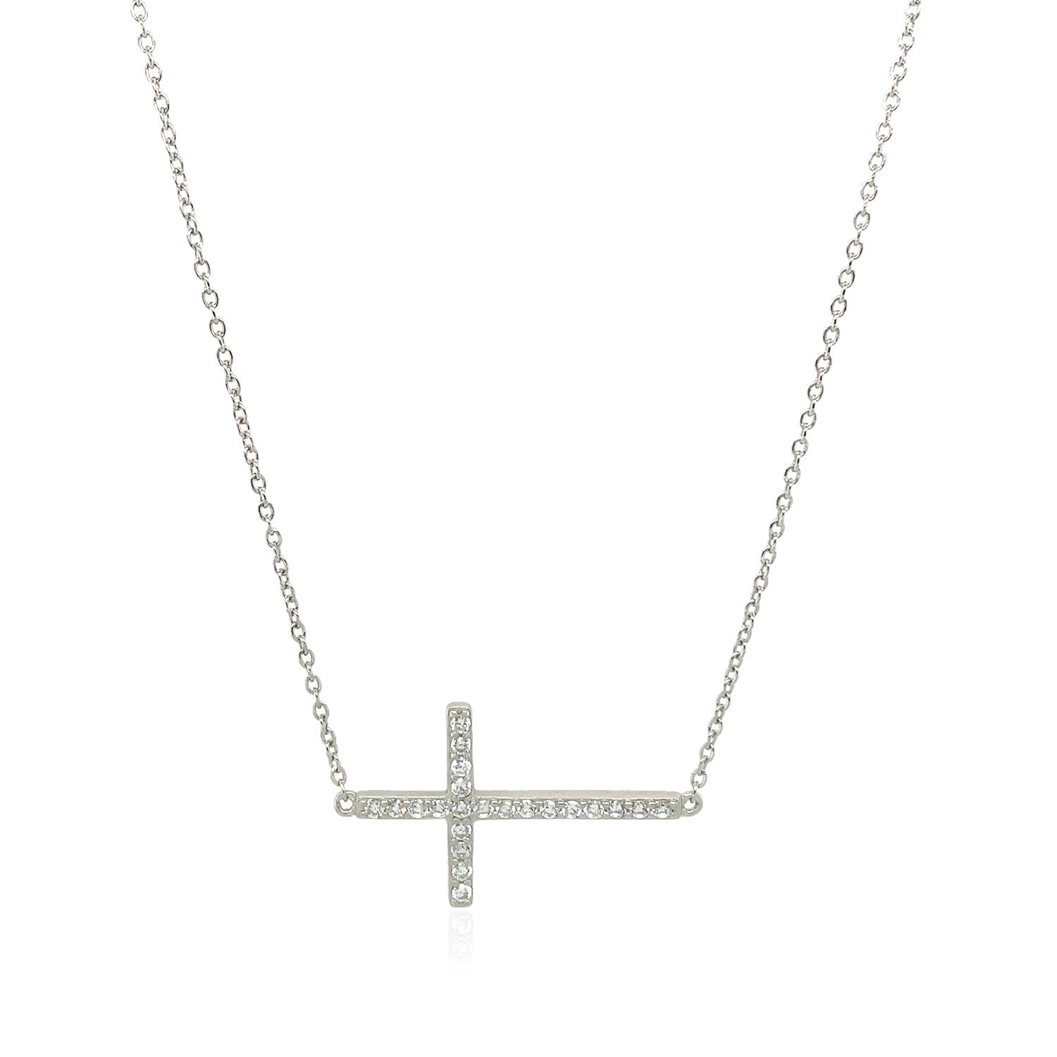 Sterling Silver Cross Bracelet with Cubic Zirconias - The Best Accessory