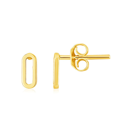 14k Yellow Gold Paperclip Link Stud Earrings - The Best Accessory
