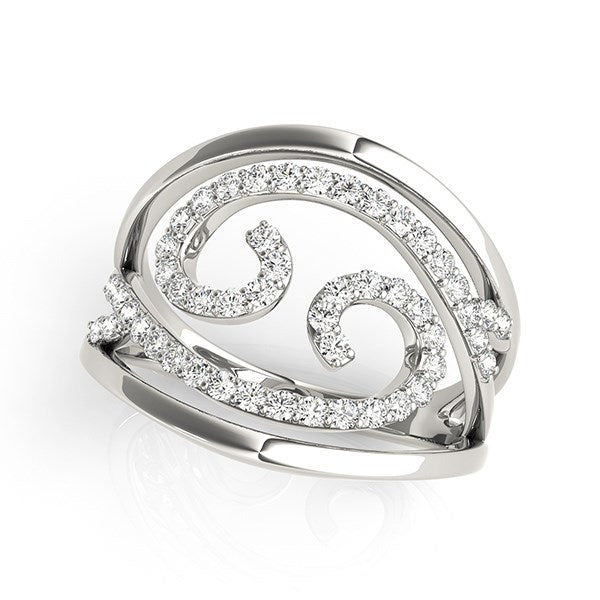 Swirl Design Diamond Ring in 14k White Gold (1/2 cttw) - The Best Accessory