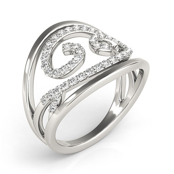 Swirl Design Diamond Ring in 14k White Gold (1/2 cttw) - The Best Accessory