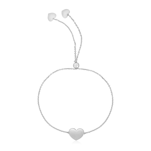 14k White Gold Adjustable Heart Bracelet (0.90 mm) - The Best Accessory