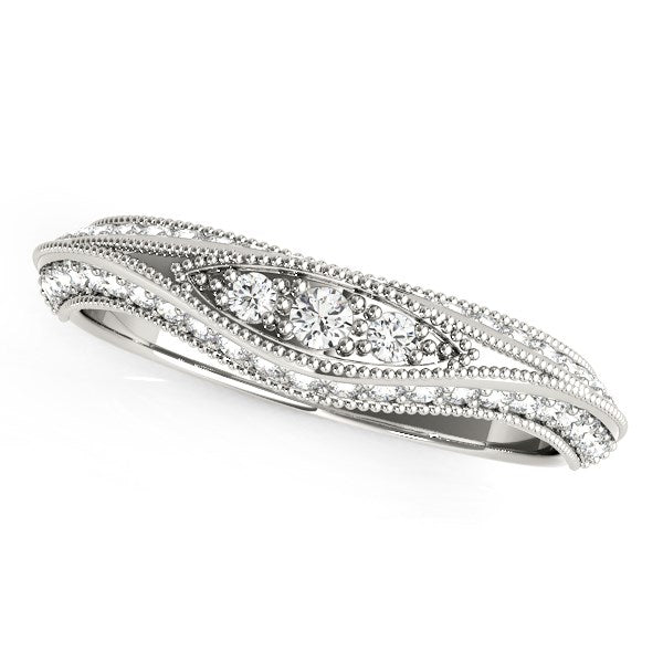 14k White Gold Curved Antique Style Diamond Wedding Ring (1/3 cttw) - The Best Accessory