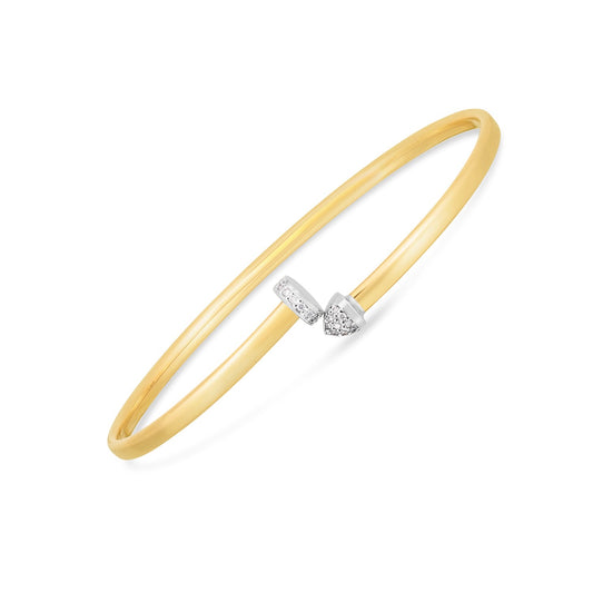 14k Two Tone Gold Diamond Hardware Bangle (3.00 mm) - The Best Accessory