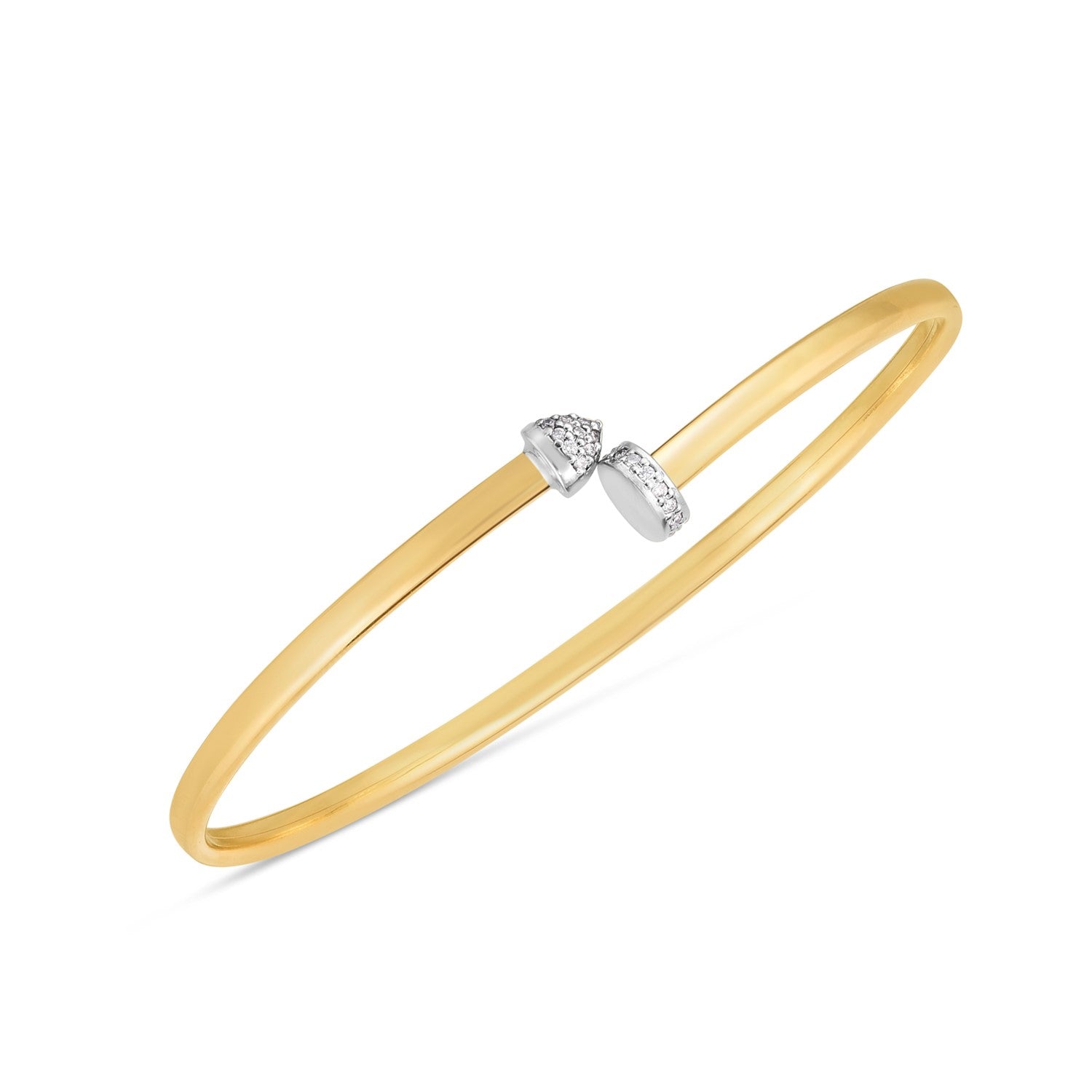 14k Two Tone Gold Diamond Hardware Bangle (3.00 mm) - The Best Accessory