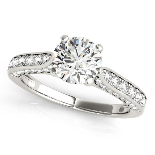 14k White Gold Round Cathedral Diamond Engagement Ring (1 1/2 cttw) - The Best Accessory