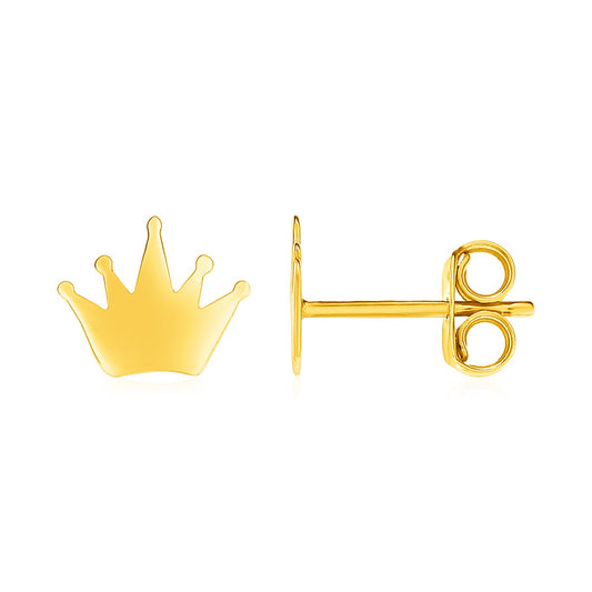 14k Yellow Gold Post Earrings with Crowns - The Best Accessory