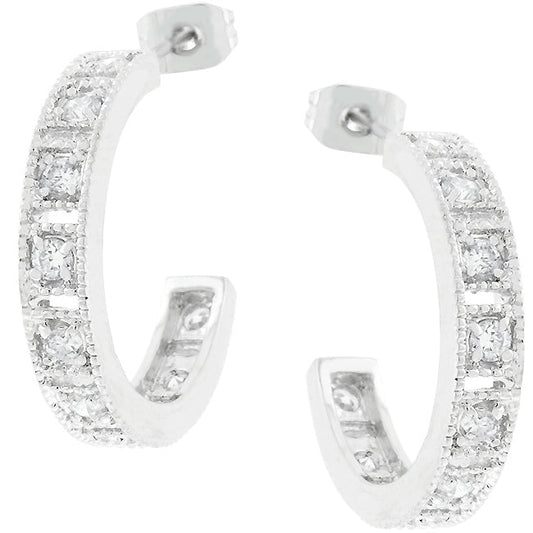 Studded Cubic Zirconia Hooplet Earrings - The Best Accessory