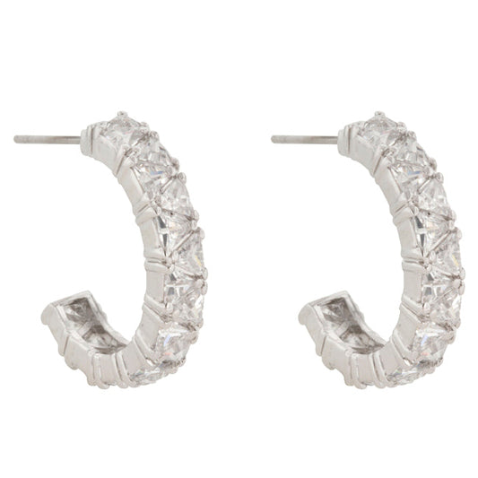 Trillion Cut Cubic Zirconia Hoop Earrings - The Best Accessory