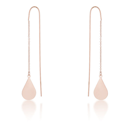 Chloe Rose Gold Stainless Steel Teardrop Threaded Drop Earrings - The Best Accessory