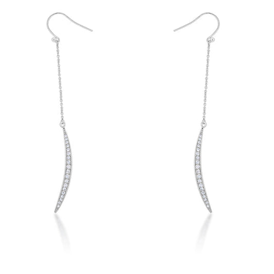 Luna 0.5ct CZ Rhodium Delicate Moon Drop Earrings - The Best Accessory