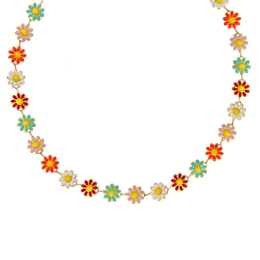 18K gold plated Stainless steel  Flowers necklace, Intensity - The Best Accessory