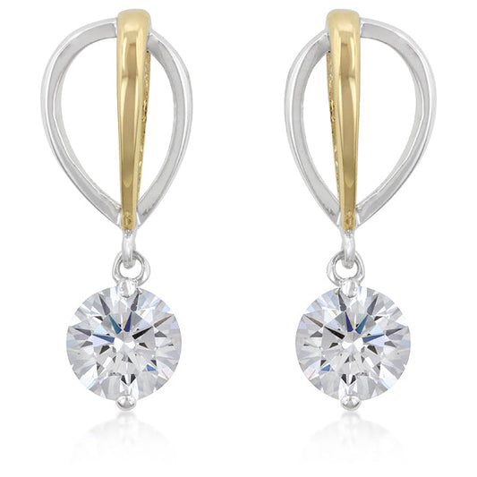 Two-tone Finish Cubic Zirconia Drop Earrings - The Best Accessory