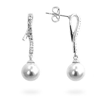 Pearl Cubic Zirconia Dangle Earrings - The Best Accessory