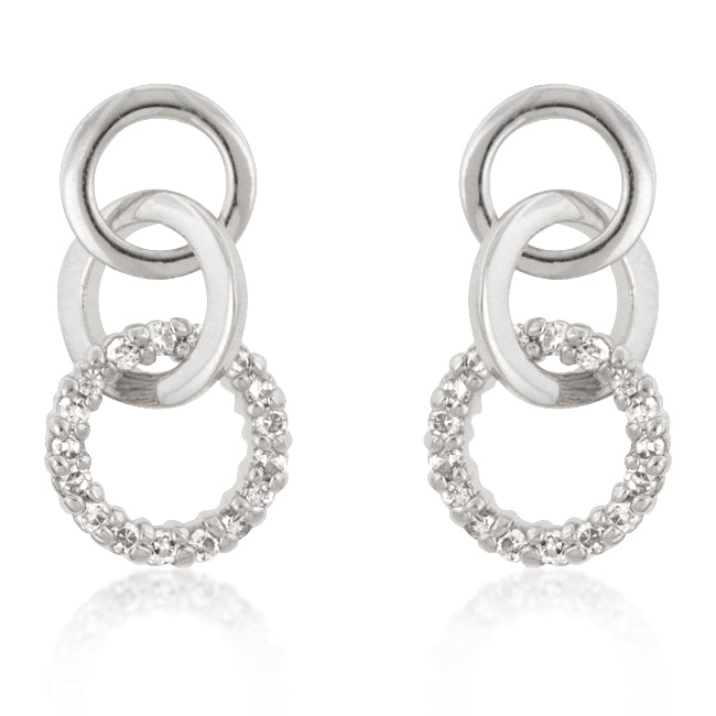 Rhodium Plated Finish Triplet Hooplet Earrings - The Best Accessory