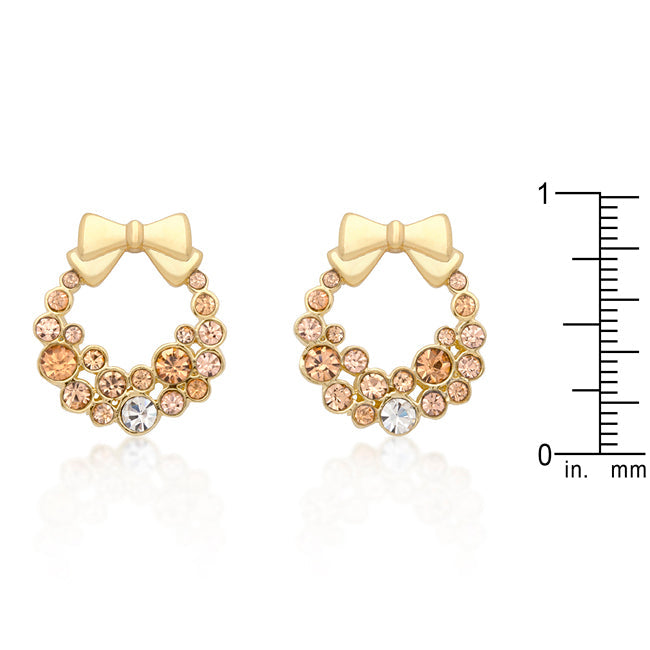 Holiday Wreath Champagne Crystal Earrings - The Best Accessory