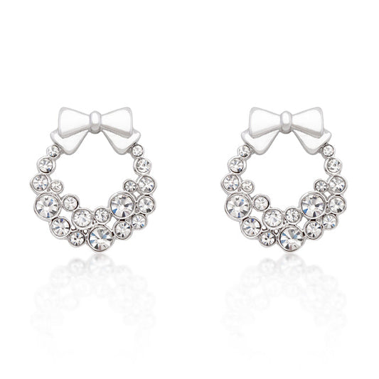 Holiday Wreath Clear Crystal Earrings - The Best Accessory