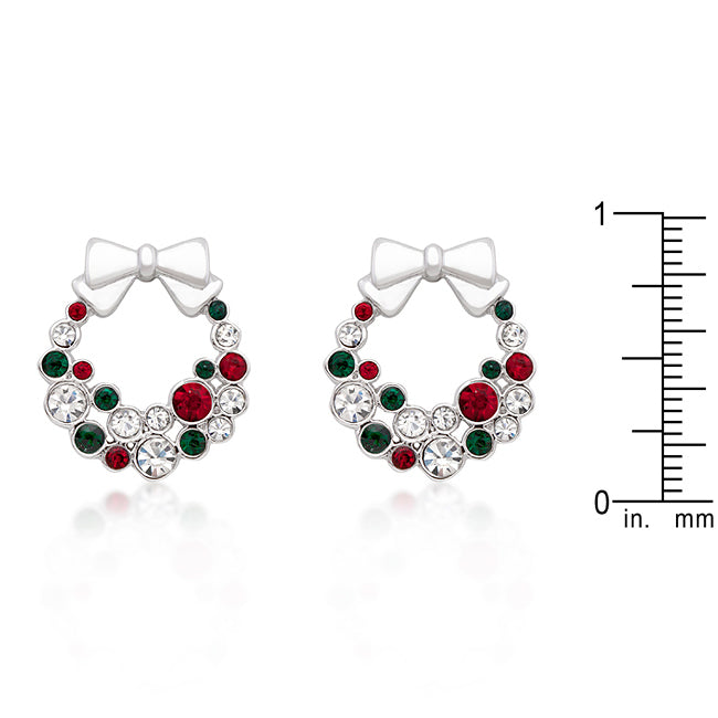 Holiday Wreath Colored Crystal Earrings - The Best Accessory